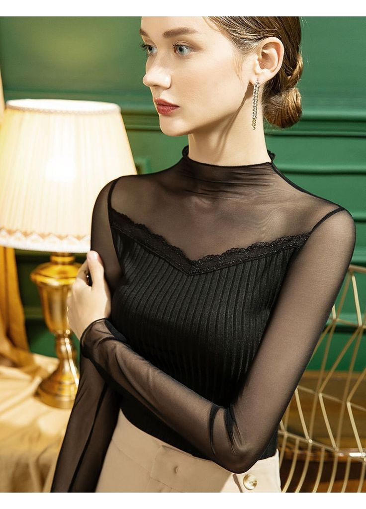 Чёрная прозрачная кофточка (30к021) No Brand