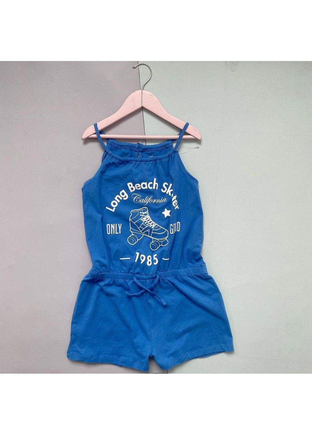 Комбинезон ромпер хлопчатобумажный летний на девочку, синий. Lupilu (333334687)