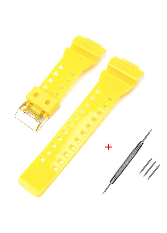 Ремешок для Casio G-Shock желтый полимерный для мужчин женщин унисекс с пряжкой крепежом ProDobro (367264505)