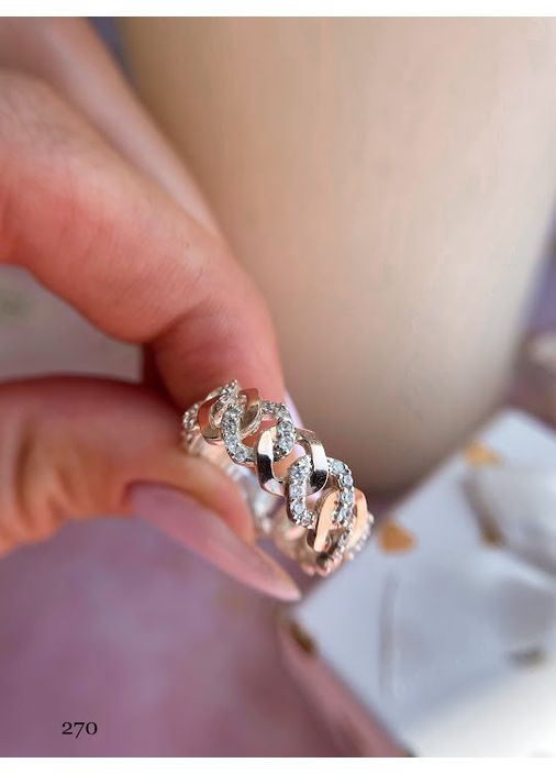 Серебряное кольцо с фианитами. No Brand (354710546)