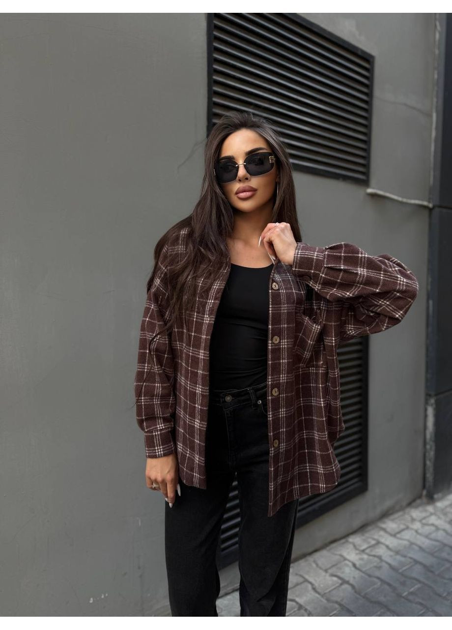 Коричневая рубашка No Brand