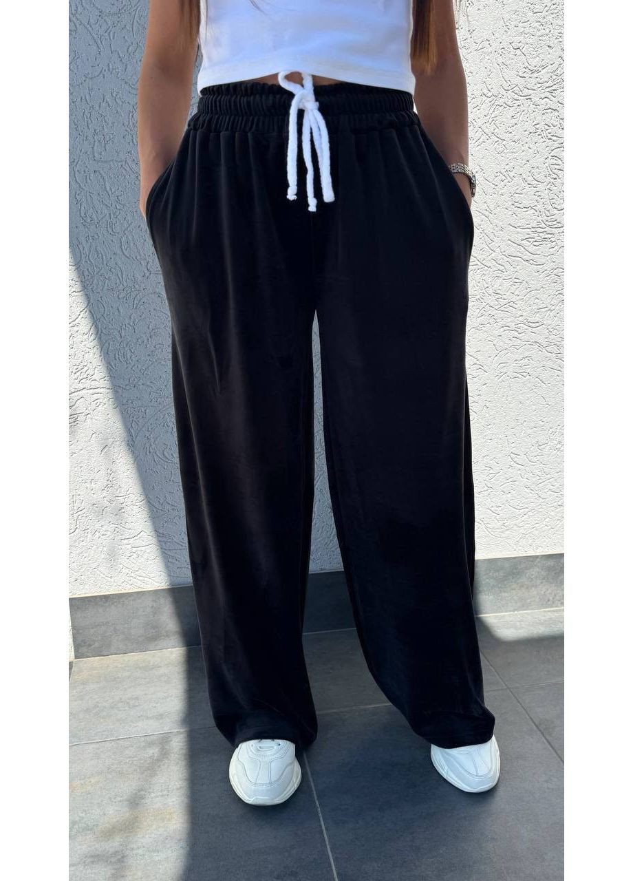 Брюки велюровые свободного кроя на резинке талия. Україна (360108490)