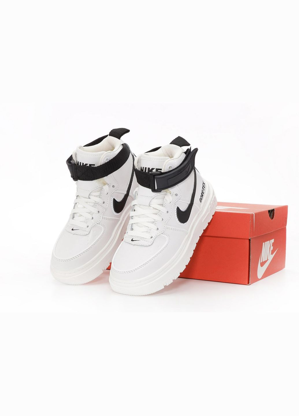 Кроссовки зимние женские и мужские Nike Air Force 1 winter white black fur Gore-Tex | Найк Аир Форс 1 белые черные с мехом No Brand белые зима (309006076)