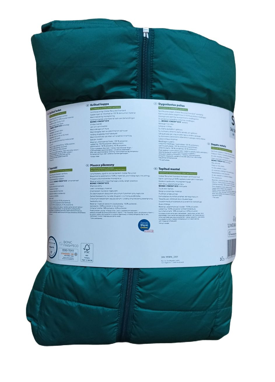 Зеленая демисезонная зимняя куртка водоотталкивающая и ветрозащитная для женщины 395816 Esmara