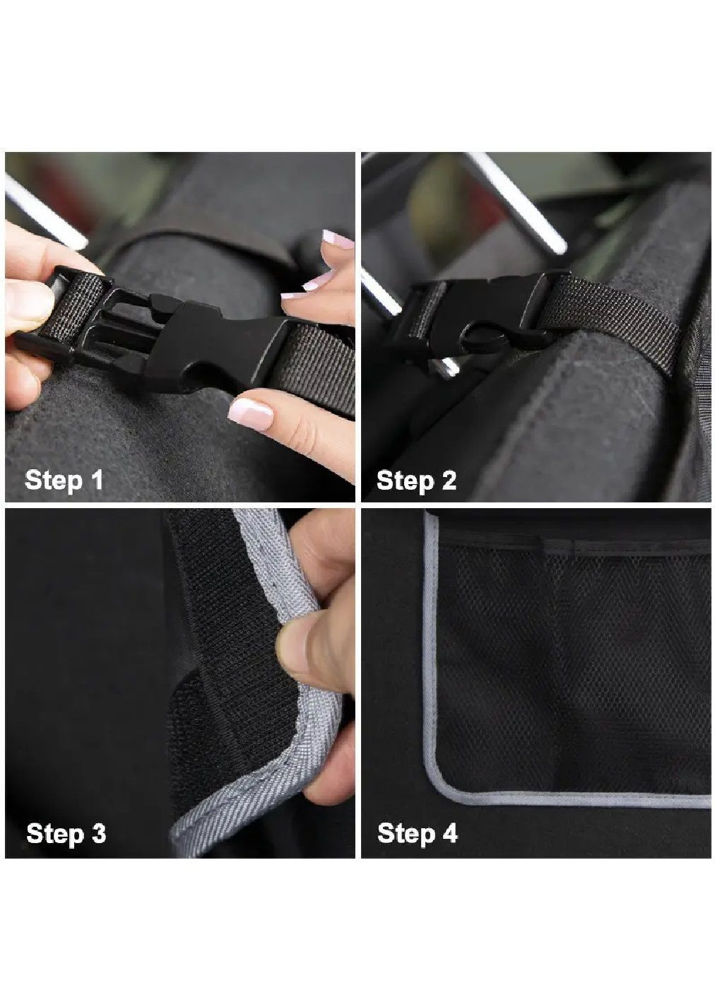 Органайзер на задню спинку сидіння в багажник машини автомобіля з сітчастою кишенею 100х45 см (479322-Prob) Чорний із сірим Unbranded (317202612)