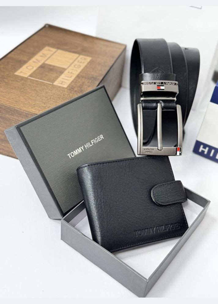 Мужской подарочный набор ремень и портмоне в деревянной коробке (073) No Brand (322157173)