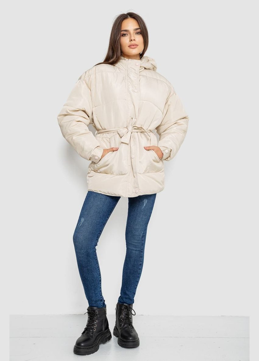 Світло-бежева демісезонна куртка жіноча демісезонна з поясом Ager