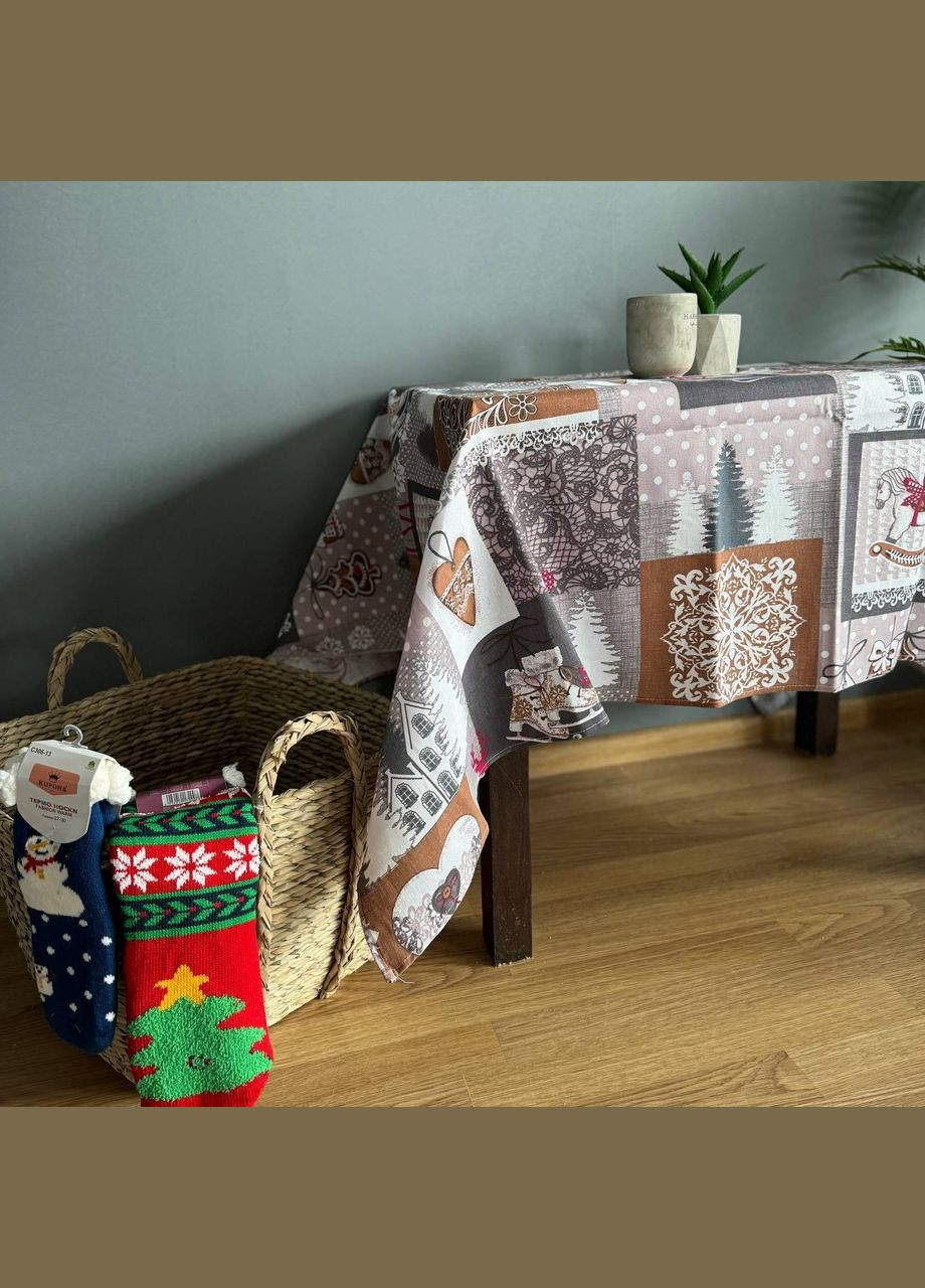 Скатерть Бежевый огонек рогожка 150 х 220 см Бежевая No Brand (302815286)