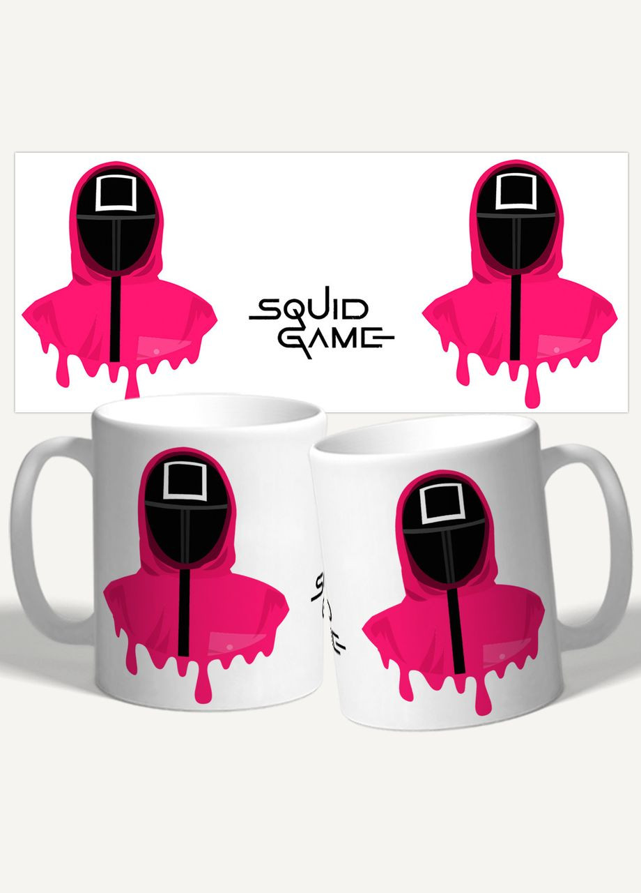 Белая кружка (чашка) с принтом Мерч Игра в кальмара (오징어게임) Squid Game 14 Кавун Чашка (316112121)