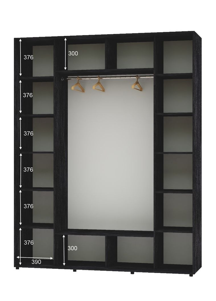 Шкаф-купе трехдверный 210*60*240 Бетон темный 2 ДСП/Зеркало с пескоструйным рисунком ШК-05 Алекса (360477680)