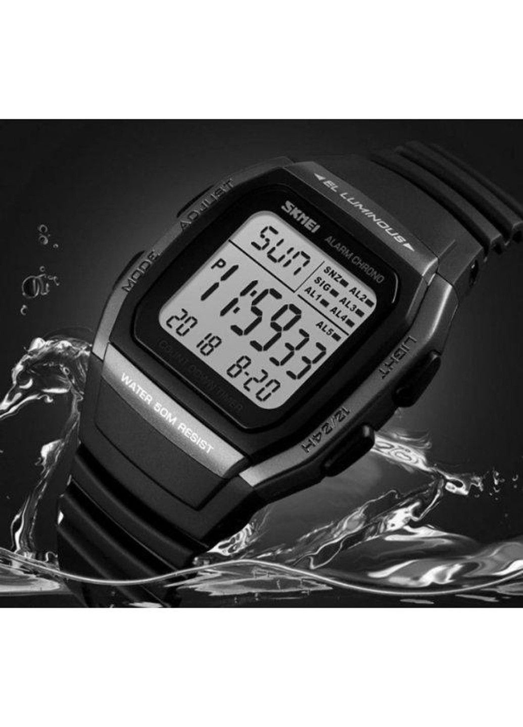 Чоловічий спортивний годинник 1278 Чорний Skmei (313653675)