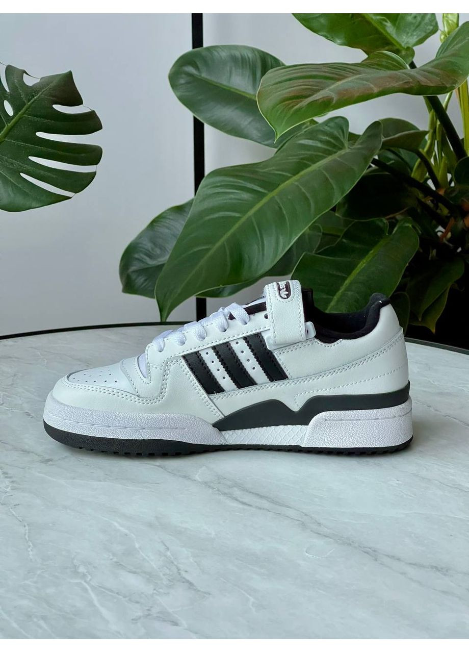 Кроссовки женские и мужские Adidas Forum Low White Black | Адидас Форум низкие белые No Brand белые демисезоны (362207196)