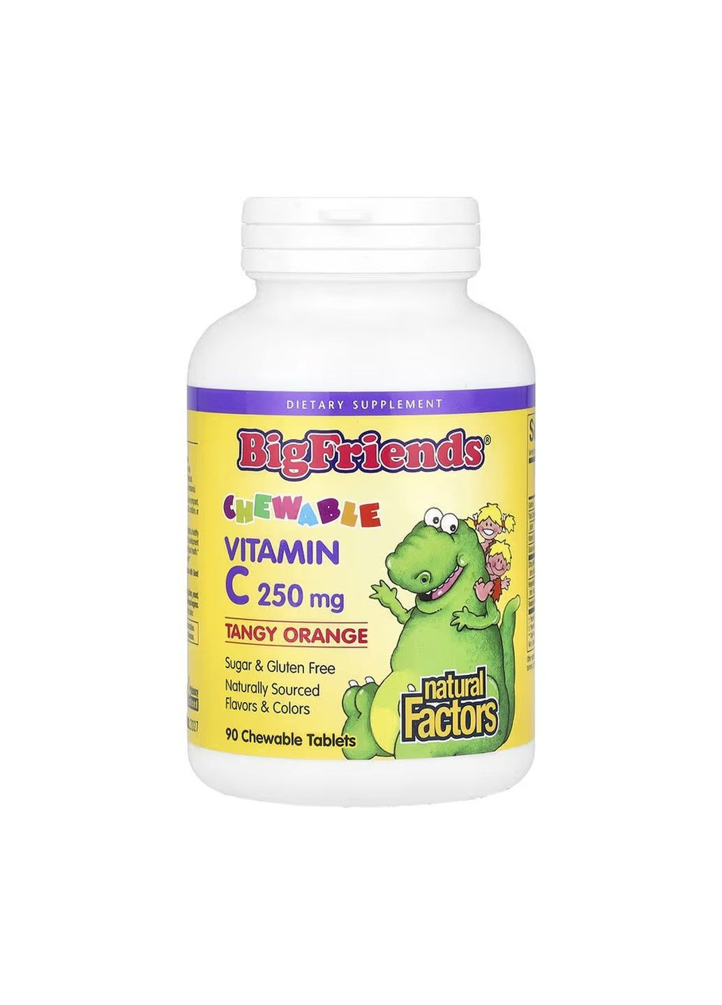 , Big Friends, жувальний вітамін C, апельсиновий смак, 250 мкг, 90 жувальних таблеток Natural Factors (366816435)