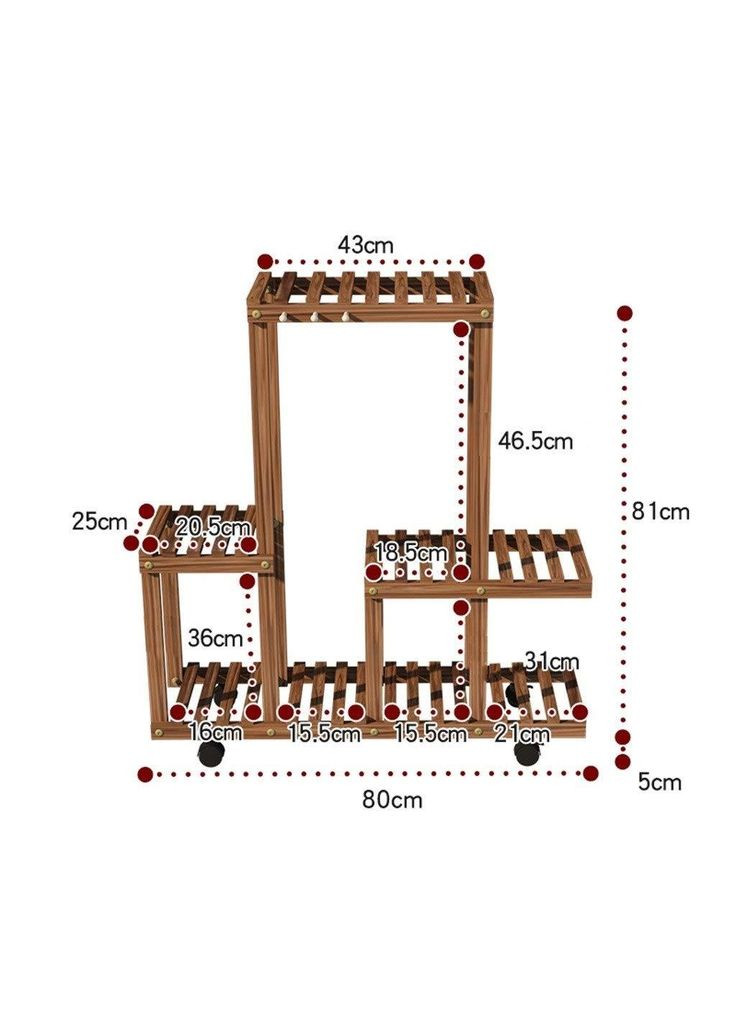 Підставка для квітів з дерева Шатійон на коліщатках мускат (ЦВТ-111307) No Brand (328227416)
