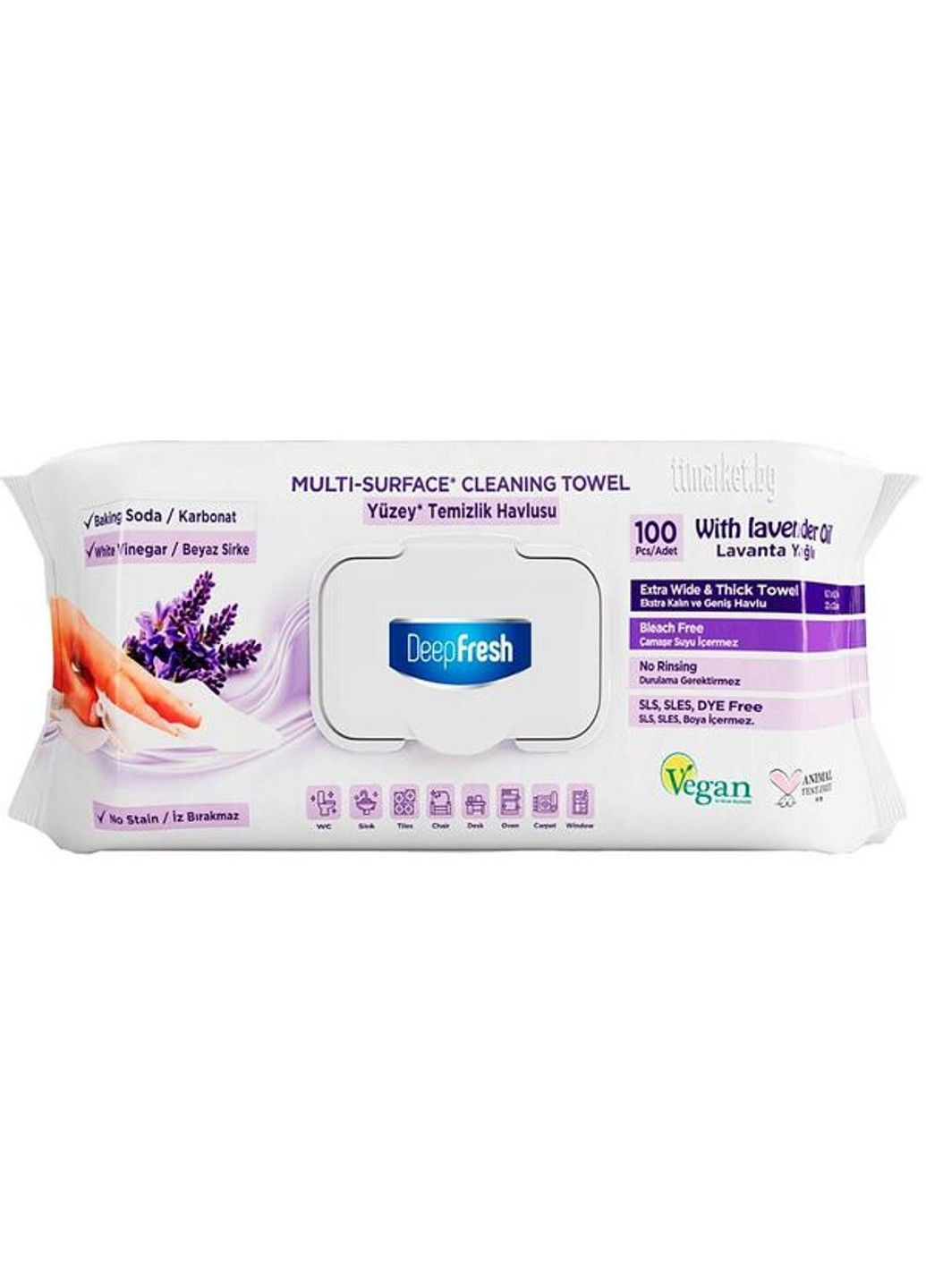 Влажные салфетки для уборки FRESH Multi Surface Lavender, 100 шт Deep (362027589)