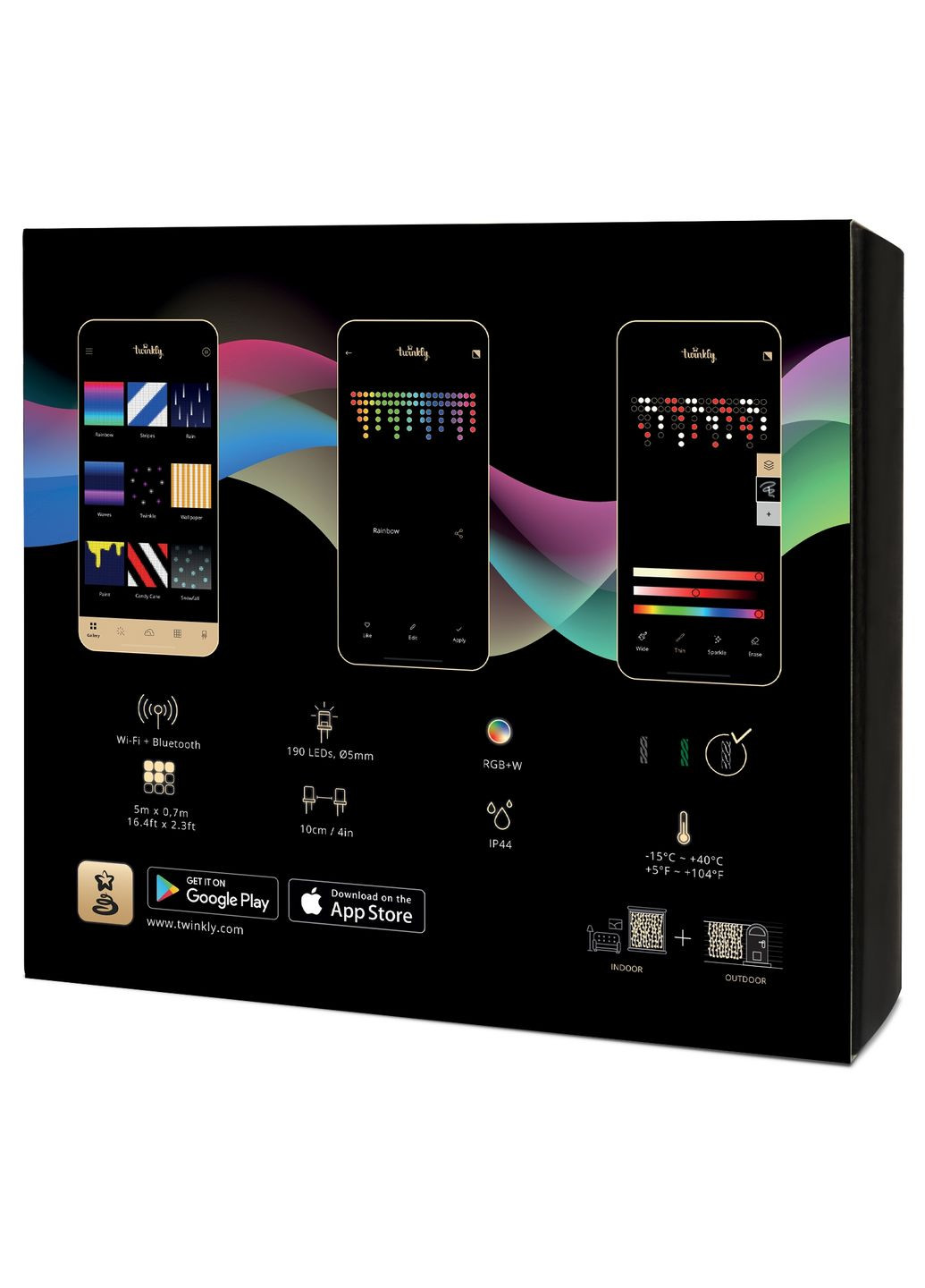 Smart LED Гірлянда Icicle RGBW 190, Gen II, IP44, довжина 5м, кабель прозорий Twinkly (315719241)