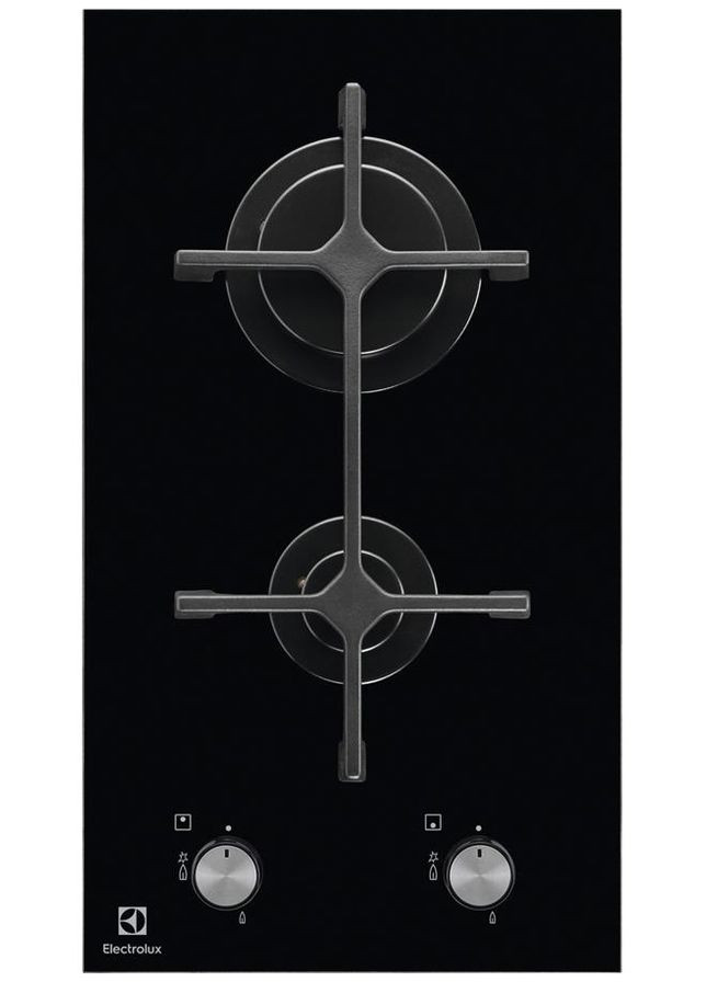 Варочная поверхность газовая на стекле, 30см, чугун, Домино, черный Electrolux (314748670)