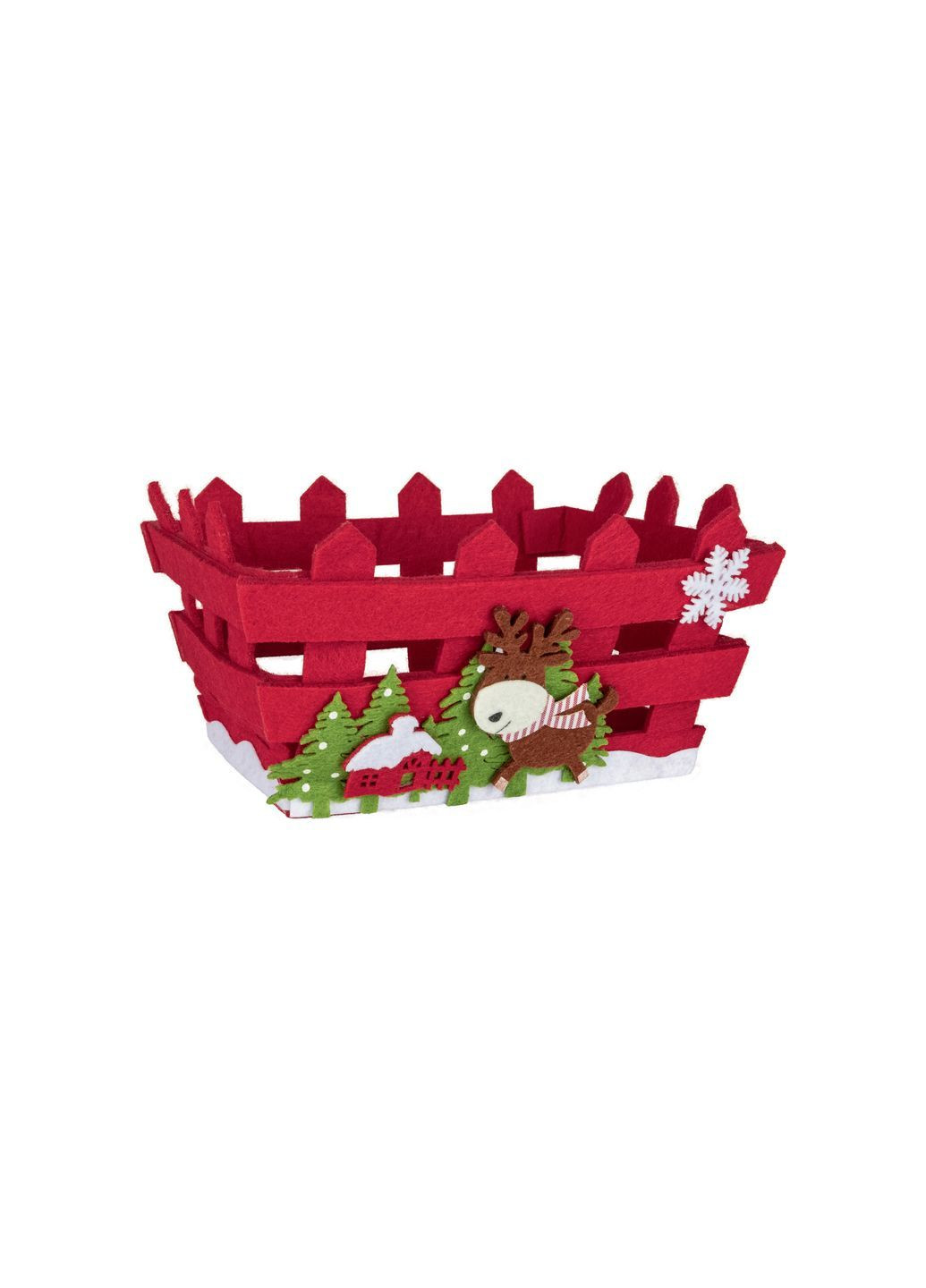 Декоративний фетровий кошик "Олень" 18,5х12,5х12,5 см червоний Livarno home (362577402)