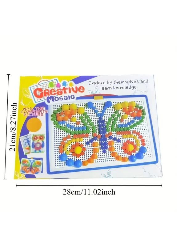 Мозаїка дитяча набір 296 шт з кейсом кришкою ігровим полем та схемами для складання No Brand (363042273)