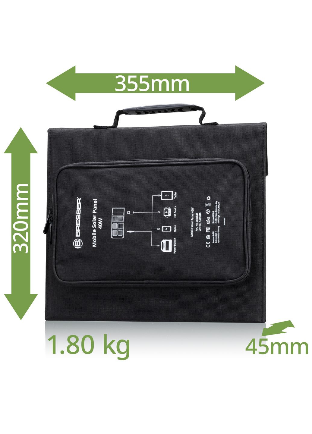 Портативний зарядний пристрій сонячна панель Mobile Solar Charger 40 Watt USB DC (3810040) Bresser (346528693)