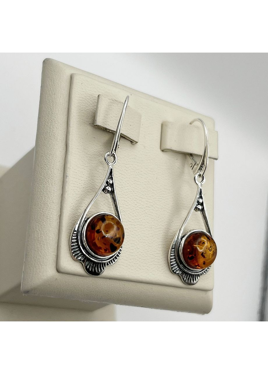 Сережки срібні з бурштином 5,2 г No Brand (369736561)