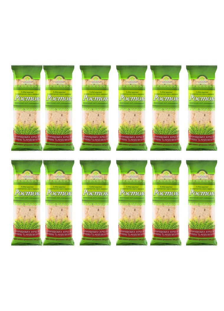 12 шт уп, пшеничні хлібці із зерен пророщених, "УкрЕкоХліб", ТМ "Росток", 120 г No Brand (362694702)