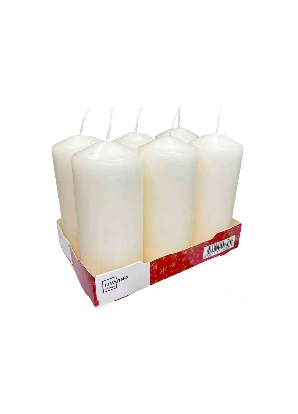 Свічки циліндри парафін 6 шт білий Livarno home (362700610)