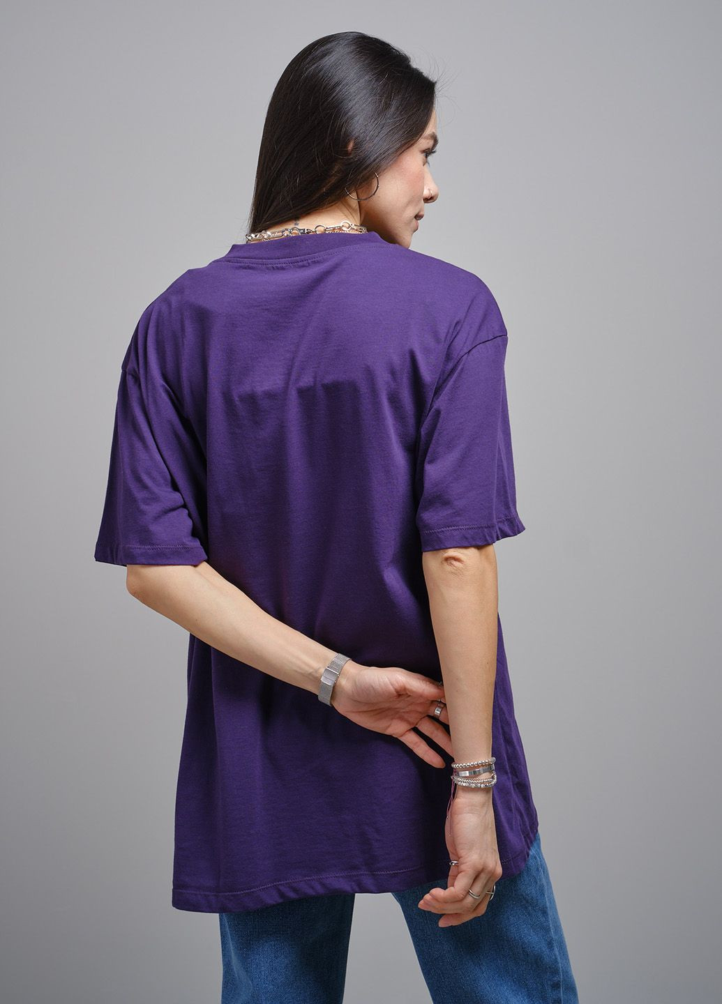 Фиолетовая летняя фиолетовая футболка оверсайз 103094 Power