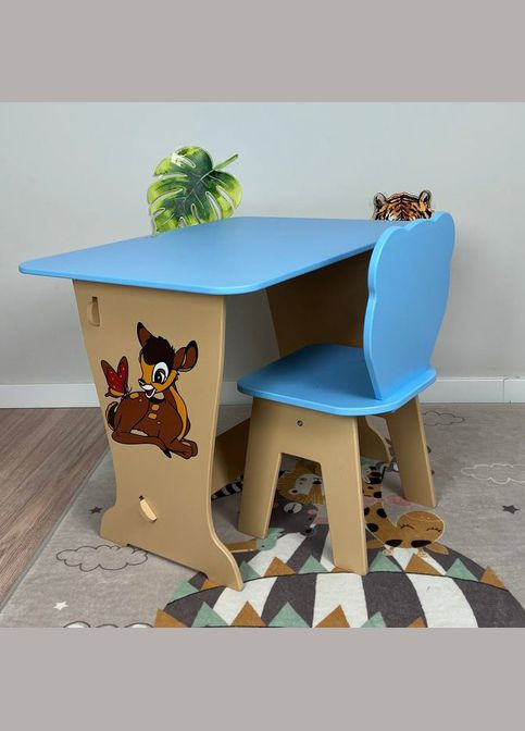 Детский стол! Супер подарок! Столик парта, рисунок оленя и стульчик детский. Для рисования, обучения, игры No Brand (323223385)