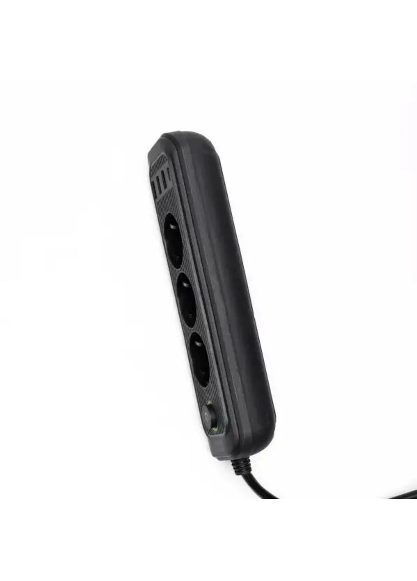 Сетевой фильтр черный с выключателем 3 розетки 3хUSB-A 3м HP-5-34 Yiwu (388646519)