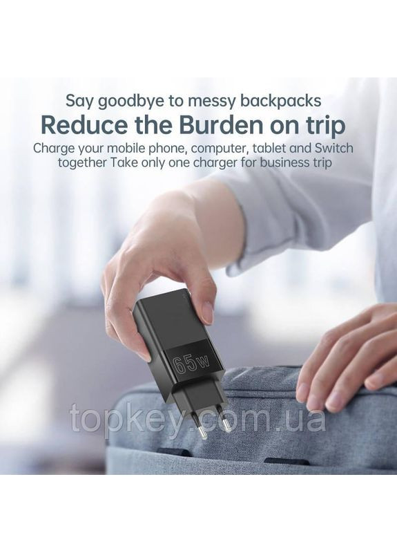 Блок питания 65W для БЫСТРОЙ зарядки Сетевое зарядное устройство 65 ватт GaN5 Pro + зарядный кабель 100W Foxconn (366664701)