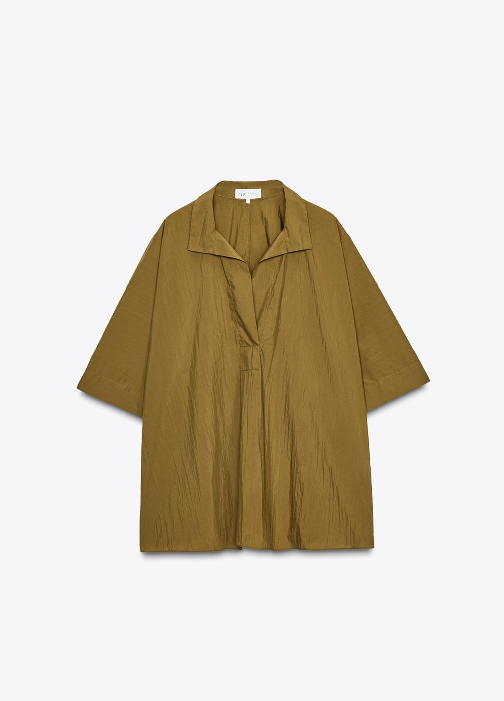 Оливковая повседневный рубашка однотонная Zara