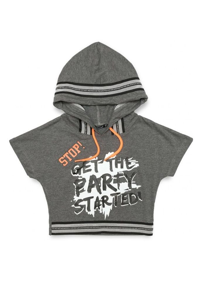 Сіра літня футболка дитяча укорочена із шортами (2561-116g-gray) BLUELAND