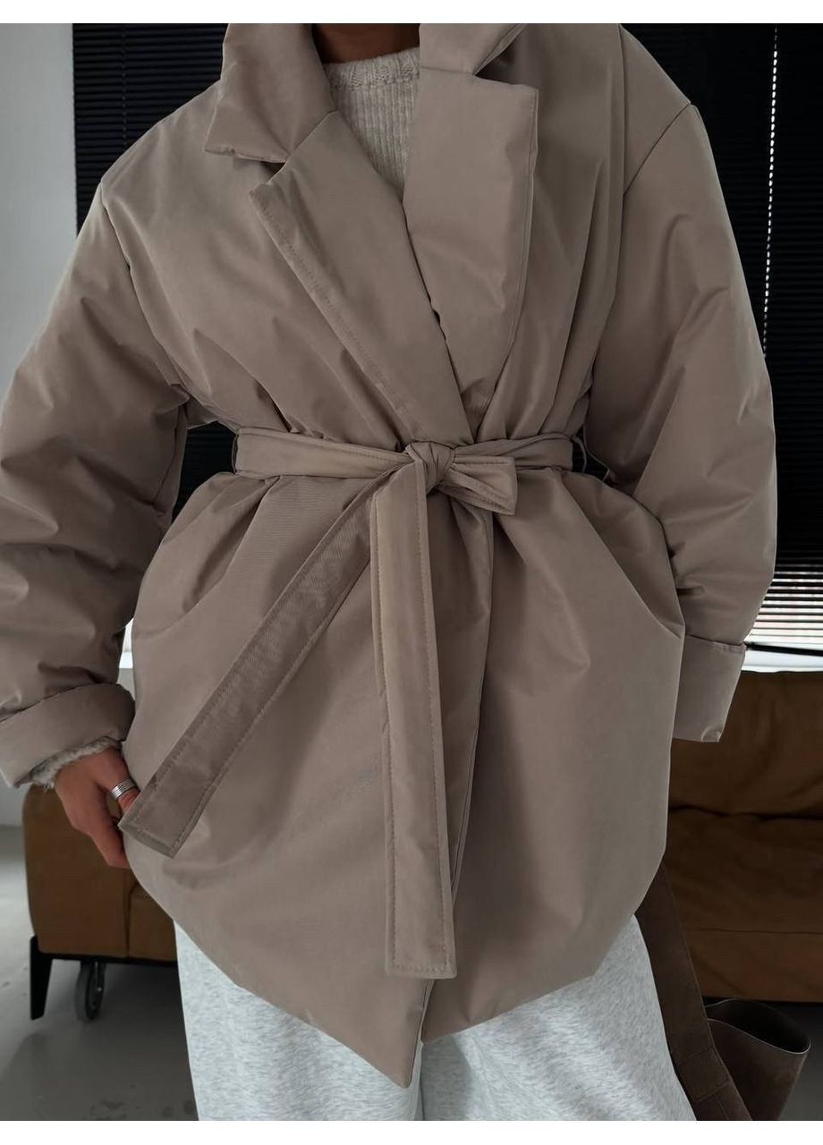 Бежевая демисезонная куртка на запах No Brand