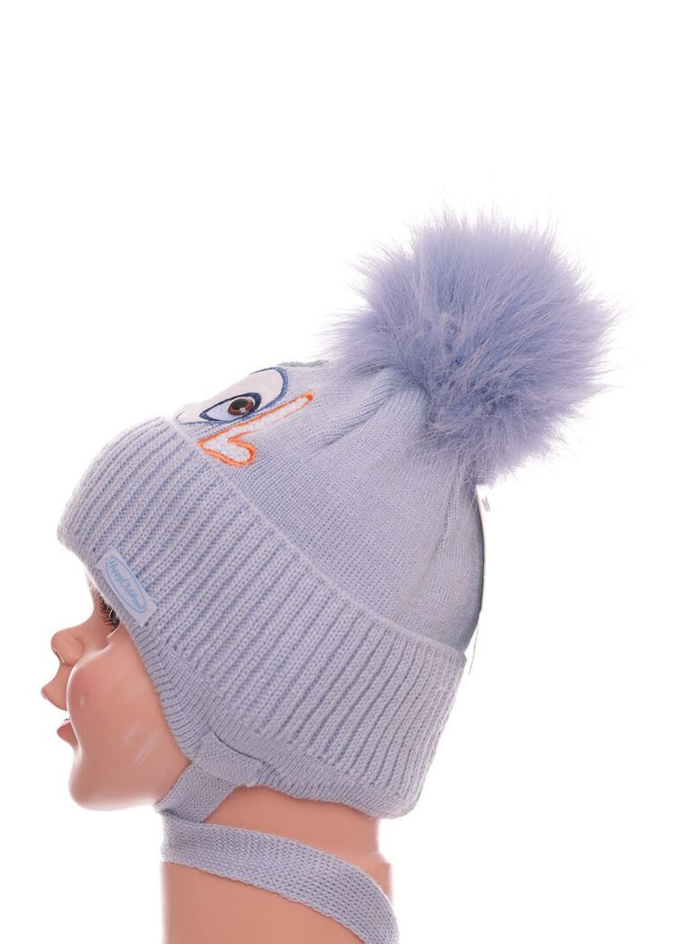 Шапка вязкая для мальчика на флисе Cool с очками светло-голубая 3м+ (51062) BABYKROHA (317042786)