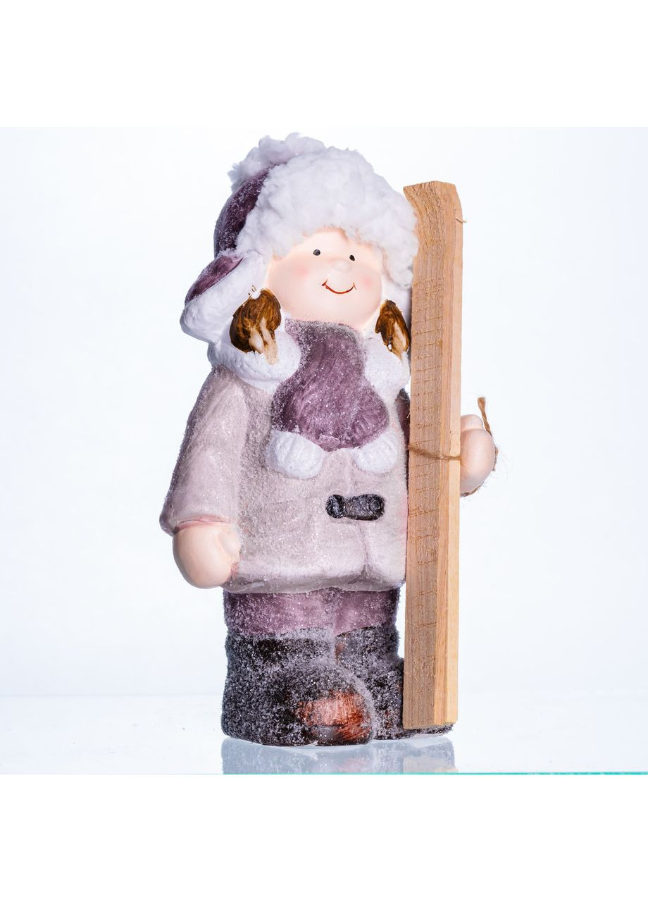 Новогодняя фигурка Девочка с лыжами из фарфора 12×8×23 (см) новогодний декор для дома, квартиры, офиса CR-5-1 Yiwu (370706543)