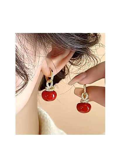 Сережки бижутерия Красная бусина No Brand (362947741)