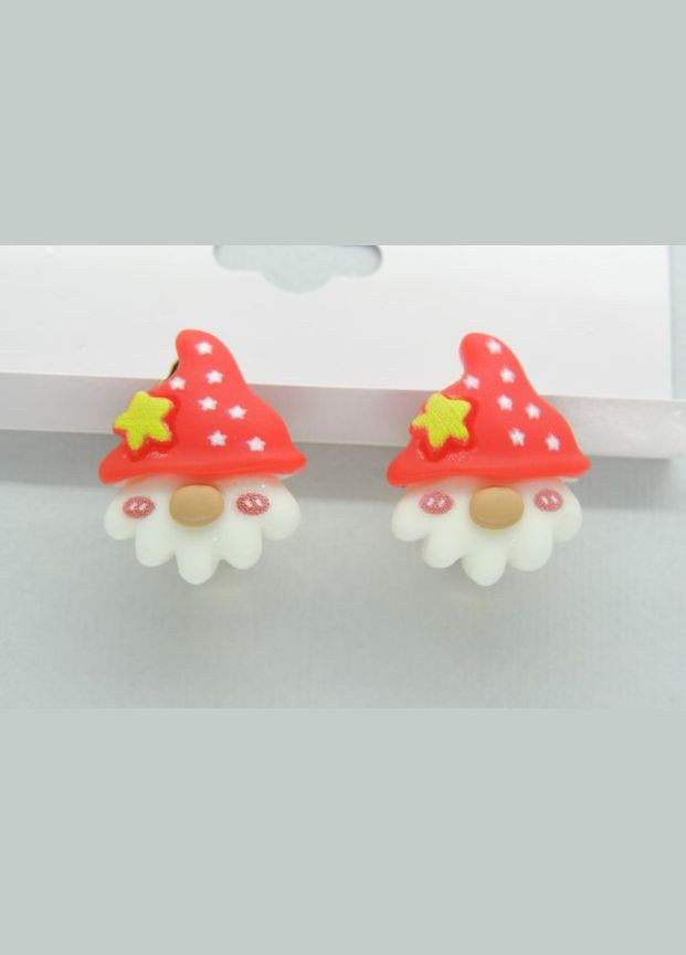 Кліпси сережки дитячі для вух без пробивання вуха Різдв'яний гном Мухоморчик Liresmina Jewelry (285111015)