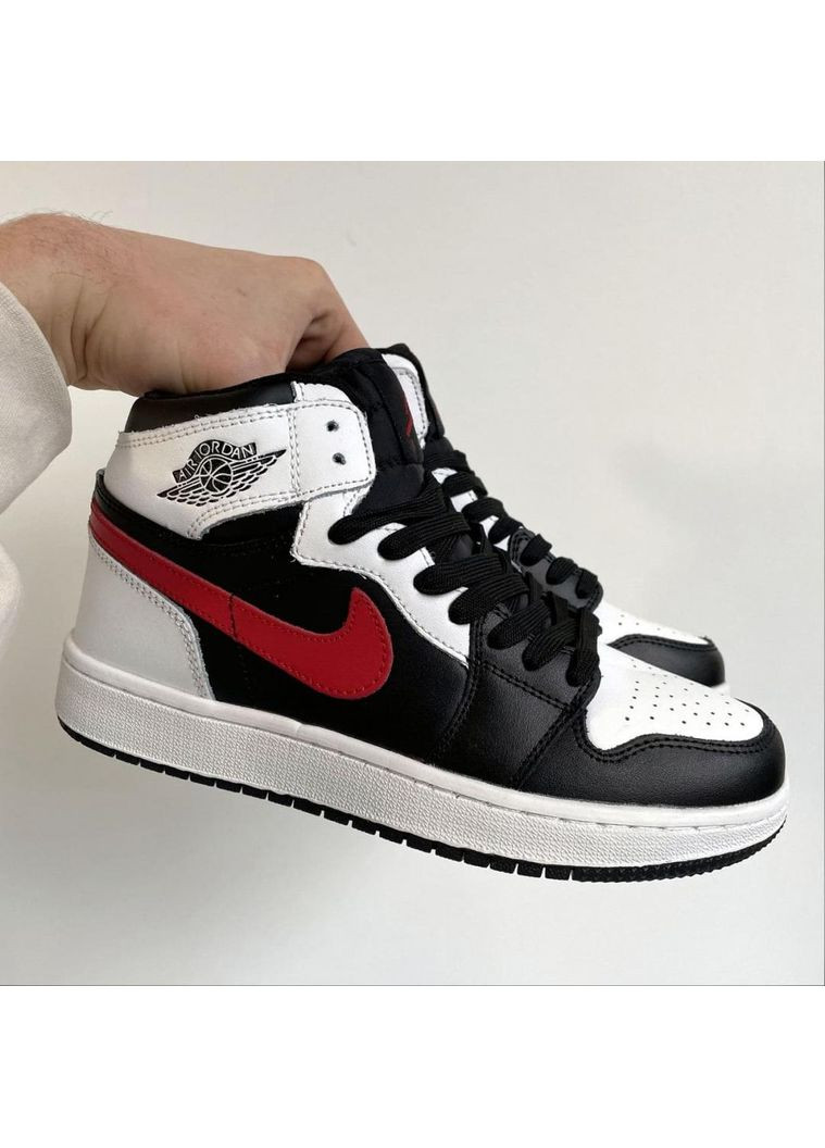 Чорні Осінні кросівки чоловічі nike air jordan 1 retro high black red white 2 найк аір джордан No Brand