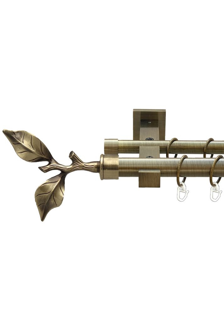 Карниз Листок Розы металлический двухрядный техно гладкая труба Антик 25\19 мм 240 см (00-00026002) ORVIT (300844168)