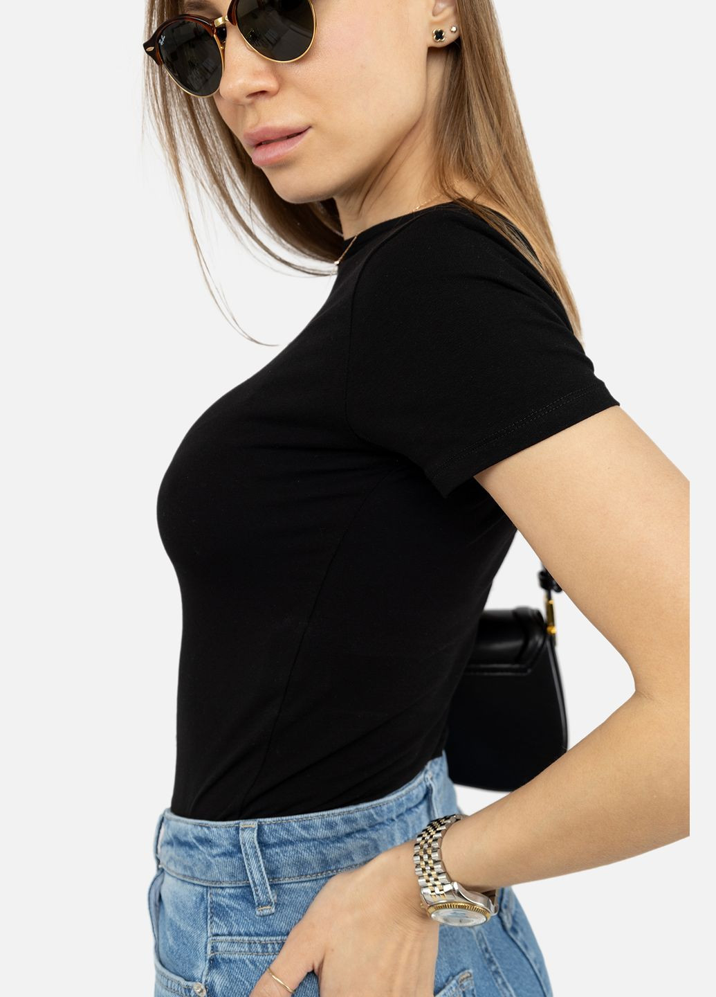 Жіноча футболка з коротким рукавом колір чорний ЦБ-00250396 Busem - (295468641)