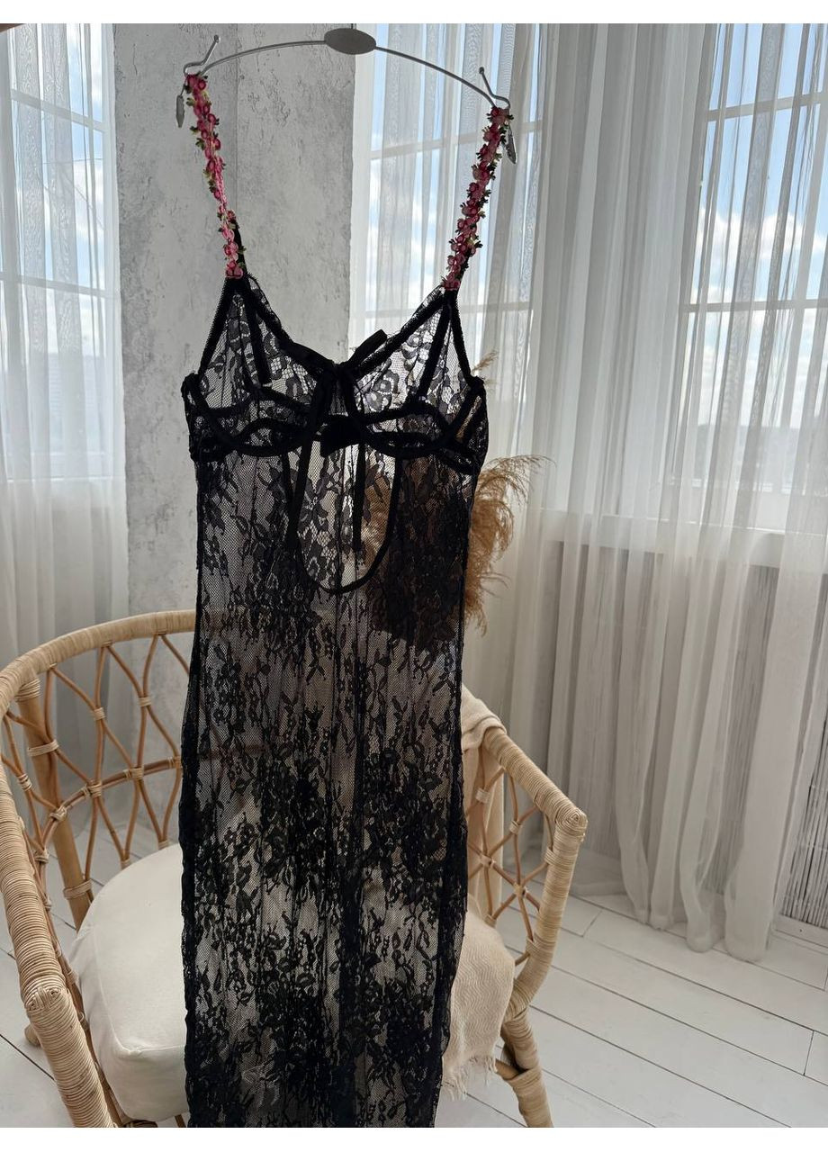 Пеньюар мереживний + трусики довгий комплект жіночої білизни No Brand (360405150)