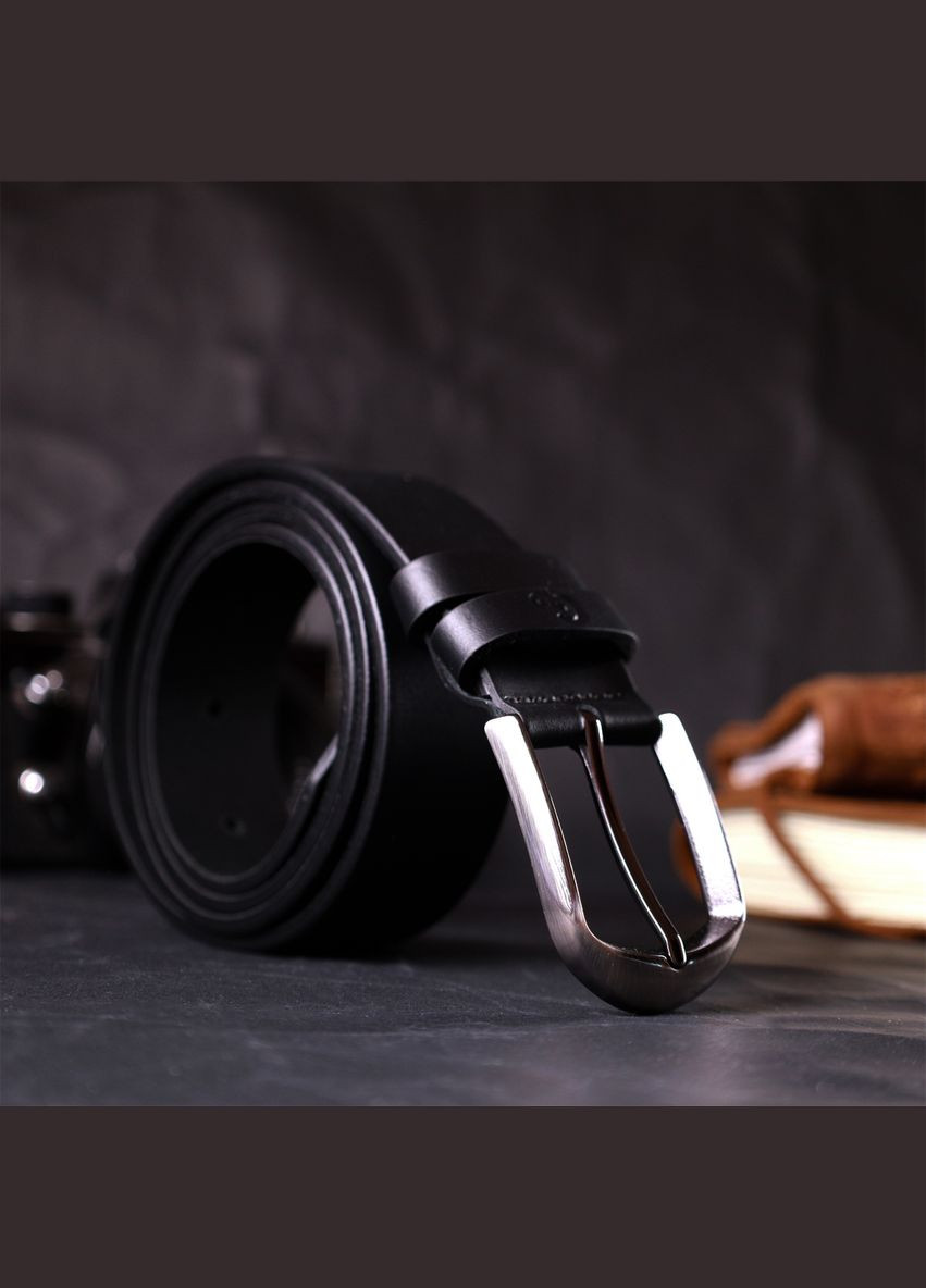 Мужской ремень кожаный классический брючный 11680 Черный Grande Pelle (302972229)