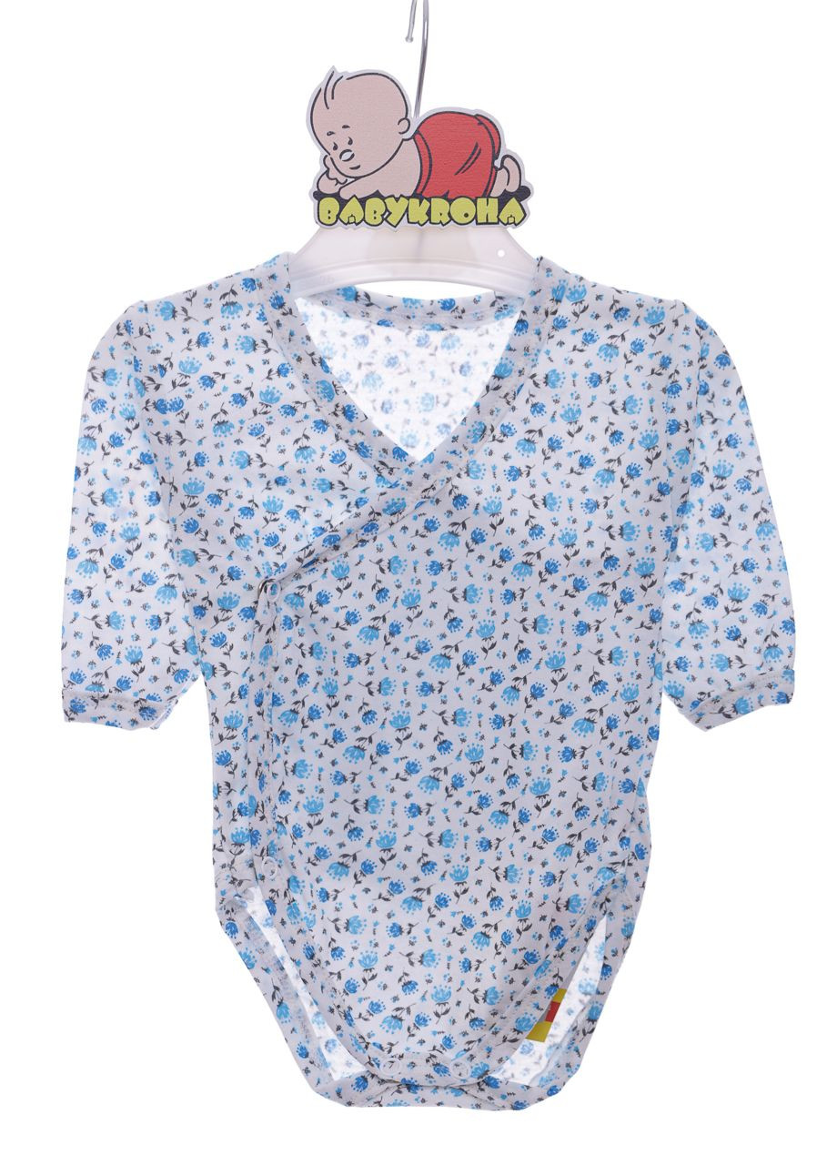 Боди с длинным рукавом кулир на кнопке в розочку белый 74 см (39698) BABYKROHA (297199696)