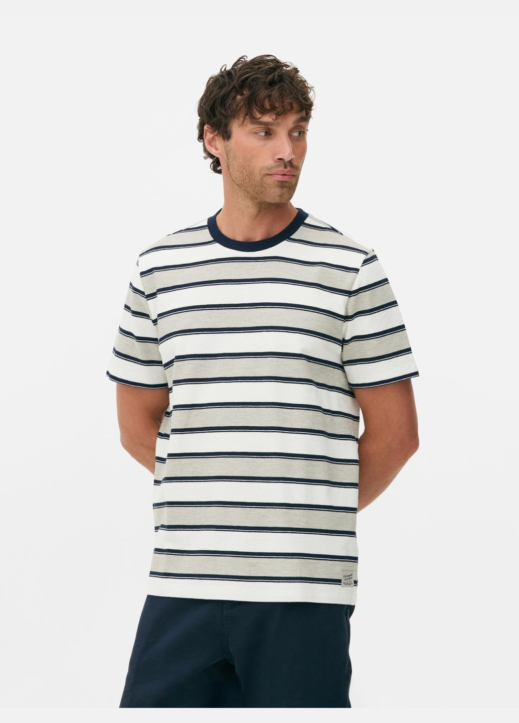 Комбинированная футболка basic,белый-темно-синий-серый, Primark