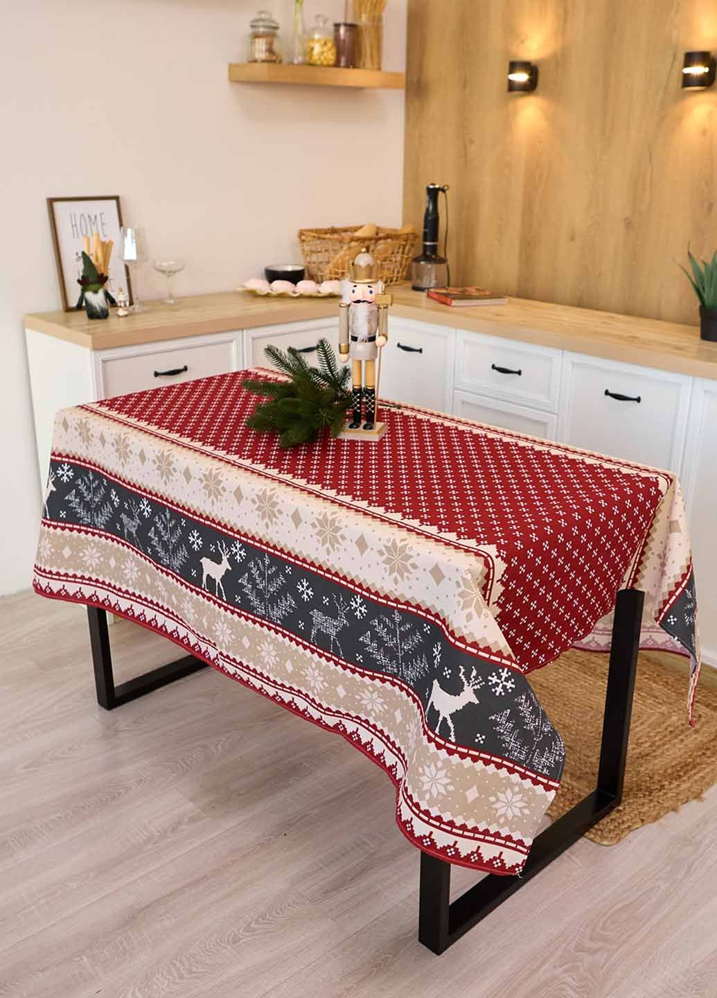 Новорічна скатертина "Північні олені" 1.1м х 1.5м (кухонний стіл) Homedec - (363295604)