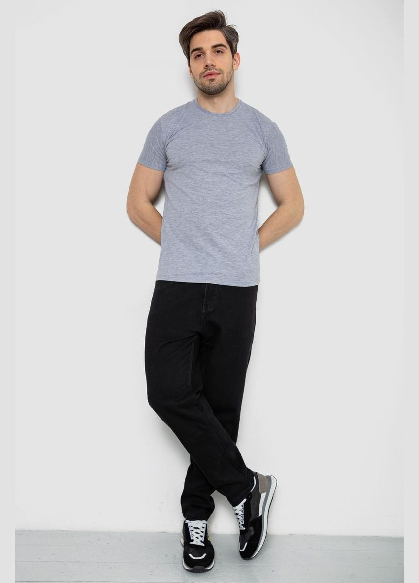 Серая футболка мужская однотонная базовая темно-синяя размер l (sku_244r2405) с коротким рукавом No Brand