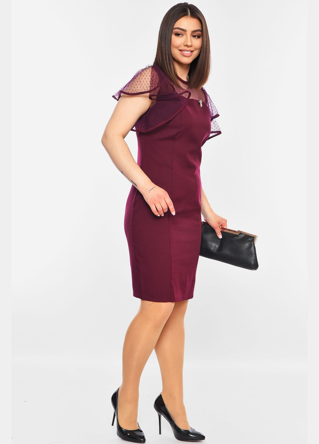 Фиолетовое повседневный платье женское тёмно-фиолетового цвета силуэтная Let's Shop однотонное