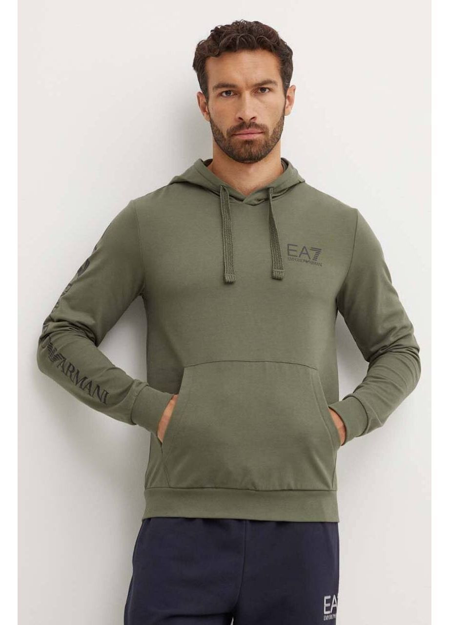 Мужское худи хаки с красивым принтом в стиле emporio armani eA7 No Brand (364237064)