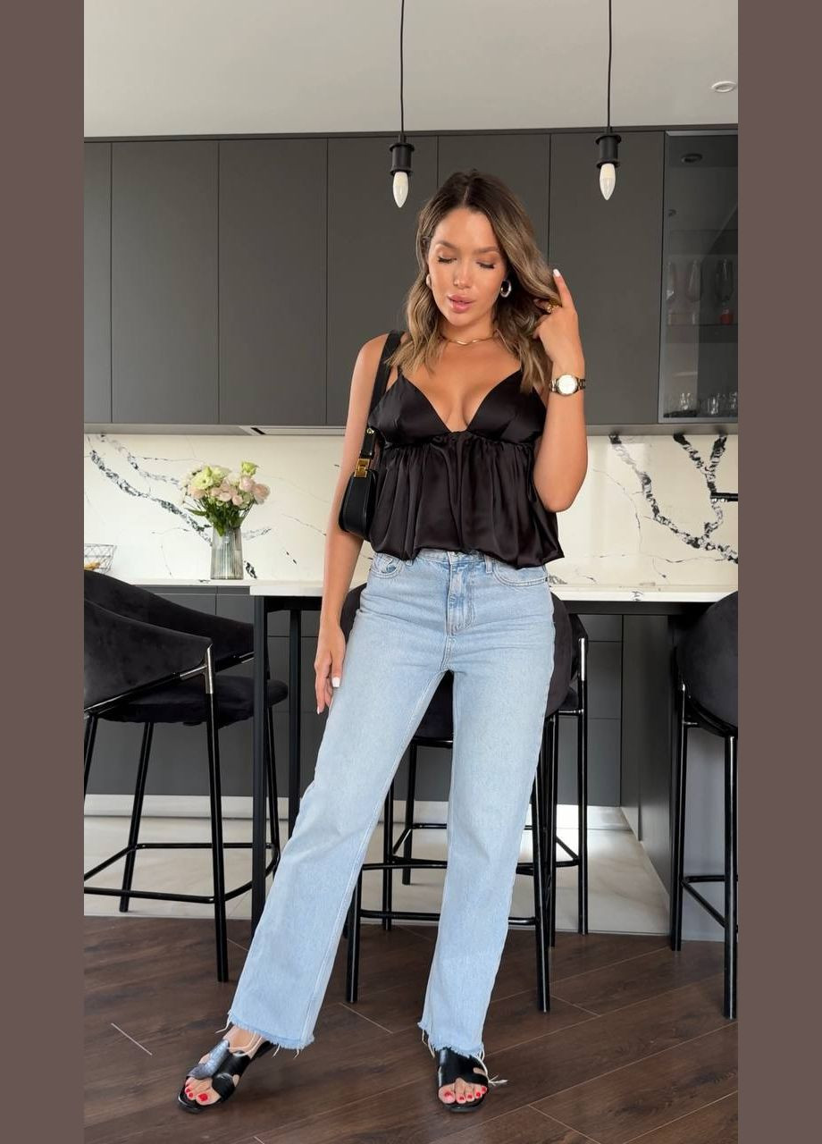 Вечерний женский топ с пышным низом черного цвета 33742 No Brand (340826700)